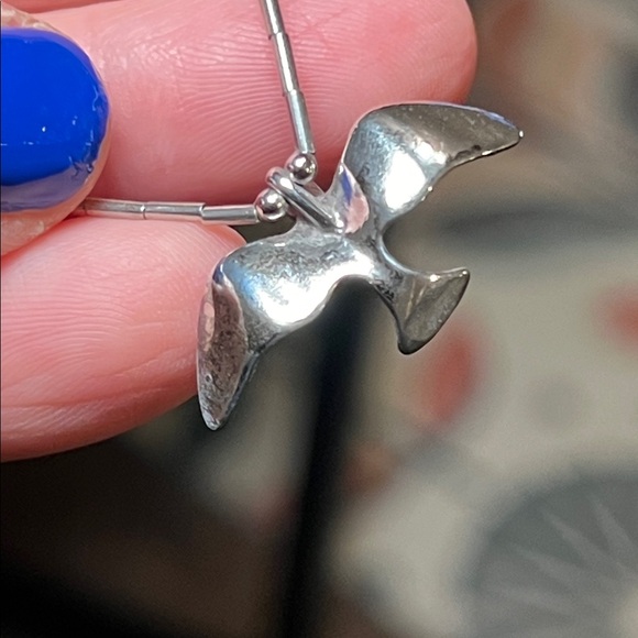 VTG Zuni Native American Handmade Bird Fetish Sterling Silver Choker Necklace - Picture 3 of 6